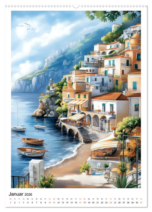 Dolce Vita an der Küste von Amalfi (CALVENDO Premium Wandkalender 2026)