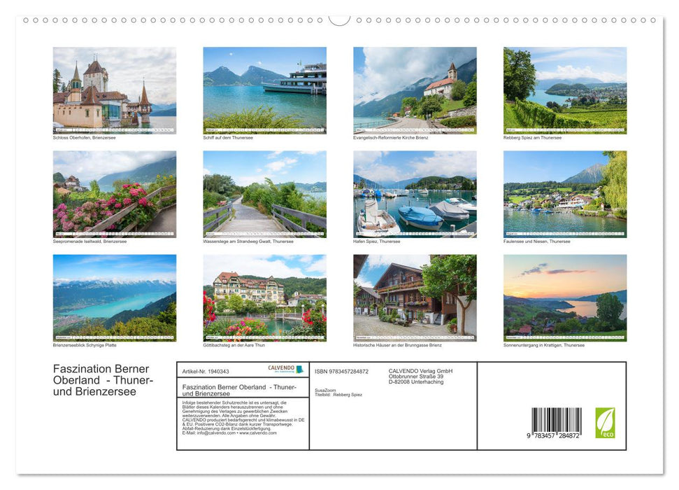 Faszination Berner Oberland - Thuner- und Brienzersee (CALVENDO Premium Wandkalender 2026)