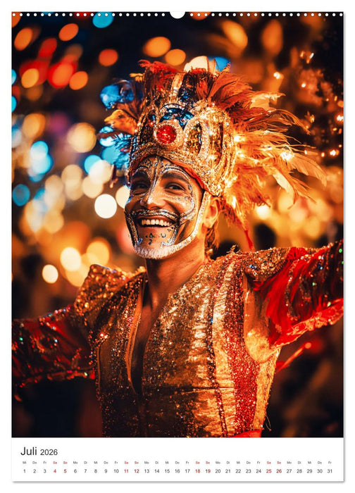 Tanzende Farben - Rio de Janeiro im Takt des Karnevals (CALVENDO Premium Wandkalender 2026)