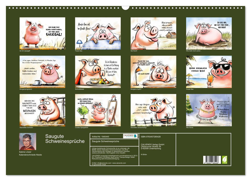 Saugute Schweinesprüche (CALVENDO Wandkalender 2026)