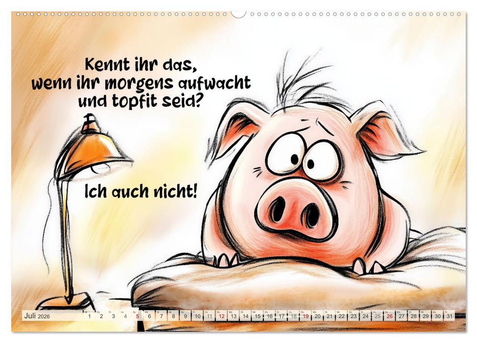 Saugute Schweinesprüche (CALVENDO Premium Wandkalender 2026)
