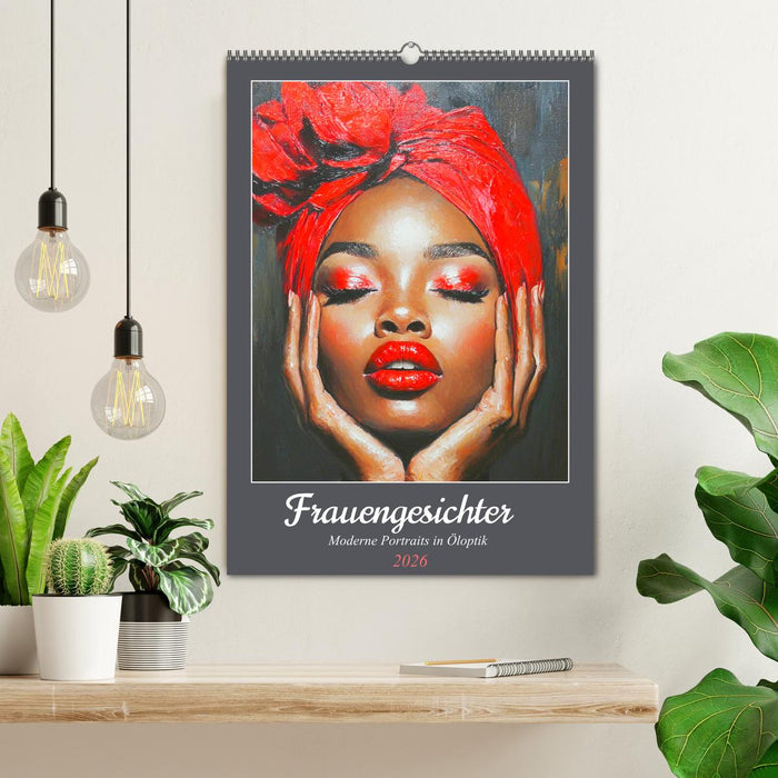 Frauengesichter. Moderne Portraits in Öloptik (CALVENDO Wandkalender 2026)