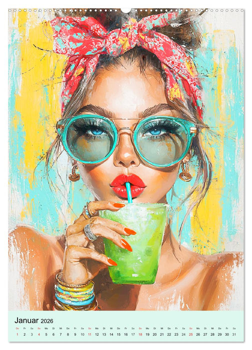 Frauengesichter. Moderne Portraits in Öloptik (CALVENDO Wandkalender 2026)