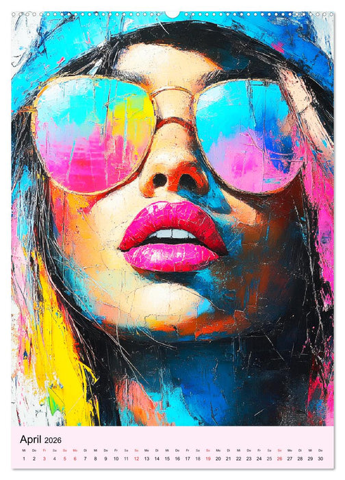 Frauengesichter. Moderne Portraits in Öloptik (CALVENDO Wandkalender 2026)