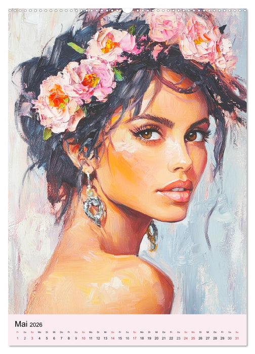 Frauengesichter. Moderne Portraits in Öloptik (CALVENDO Wandkalender 2026)