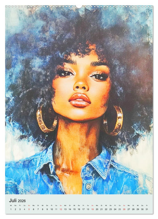 Frauengesichter. Moderne Portraits in Öloptik (CALVENDO Premium Wandkalender 2026)