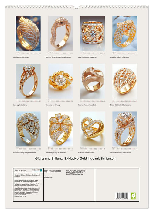 Glanz und Brillanz. Exklusive Goldringe mit Brillianten (CALVENDO Wandkalender 2026)
