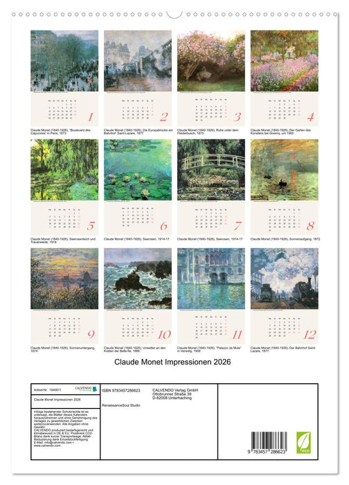 Claude Monet Impressionen 2026 (CALVENDO Premium Wandkalender 2026)