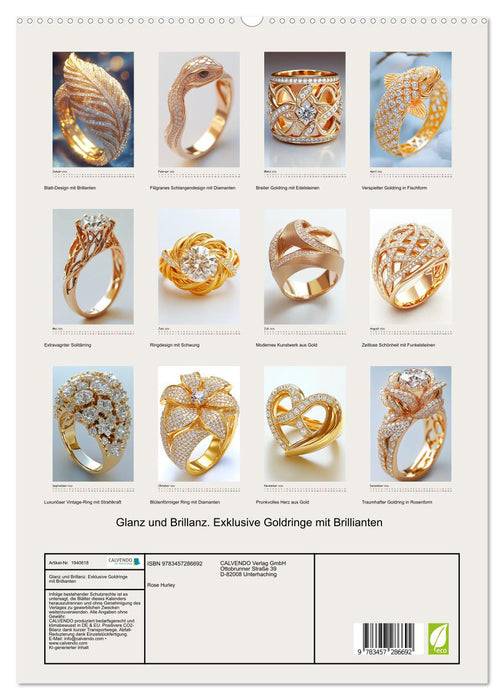 Glanz und Brillanz. Exklusive Goldringe mit Brillianten (CALVENDO Premium Wandkalender 2026)