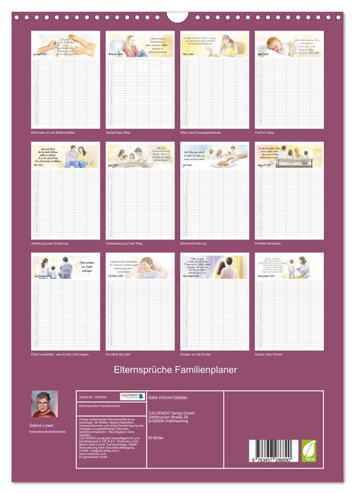 Elternsprüche Familienplaner (CALVENDO Wandkalender 2026)