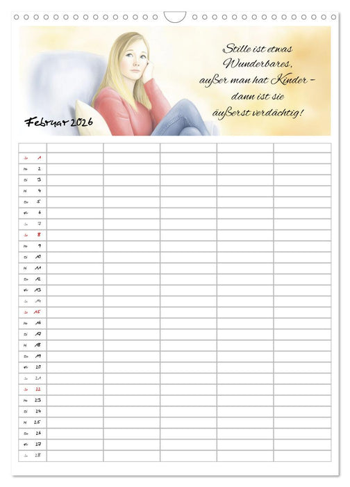 Elternsprüche Familienplaner (CALVENDO Wandkalender 2026)