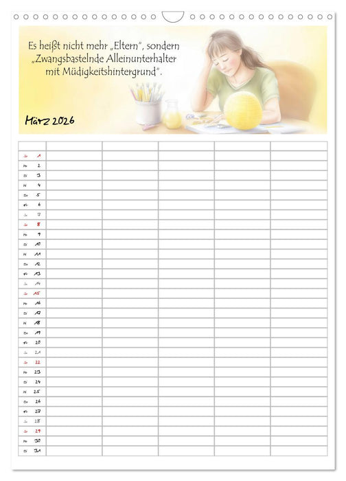 Elternsprüche Familienplaner (CALVENDO Wandkalender 2026)