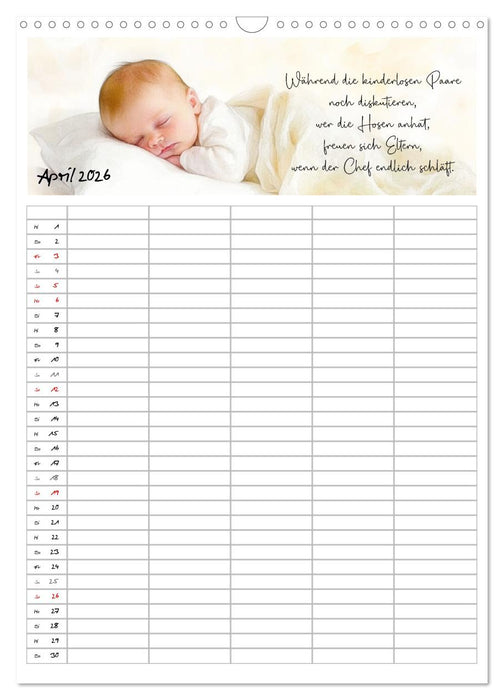 Elternsprüche Familienplaner (CALVENDO Wandkalender 2026)