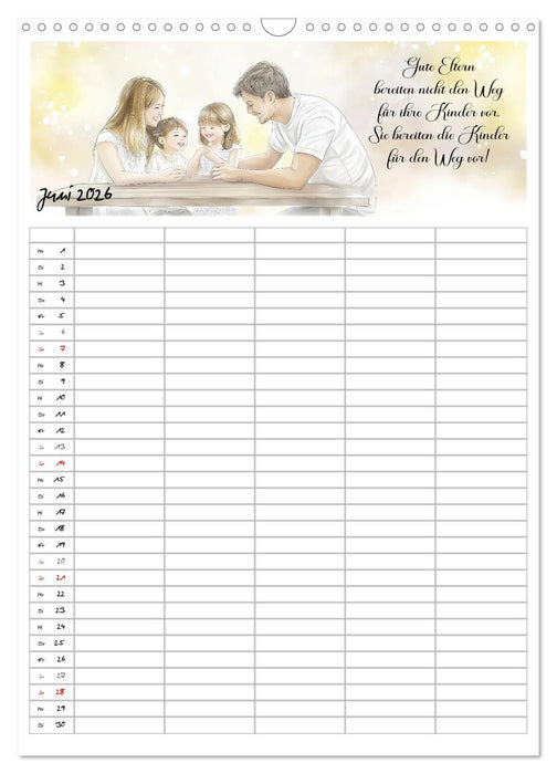 Elternsprüche Familienplaner (CALVENDO Wandkalender 2026)