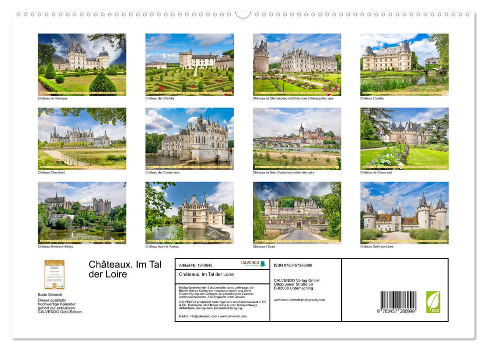 Châteaux. Im Tal der Loire (CALVENDO Premium Wandkalender 2026)