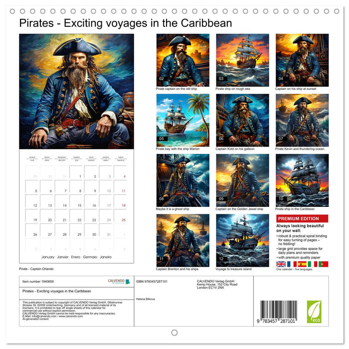 Pirates - Exciting voyages in the Caribbean (CALVENDO Monthly Calendar 2026)
