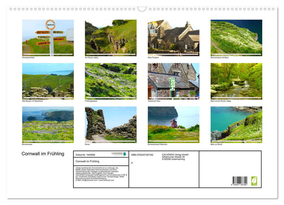 Cornwall im Frühling (CALVENDO Wandkalender 2026)