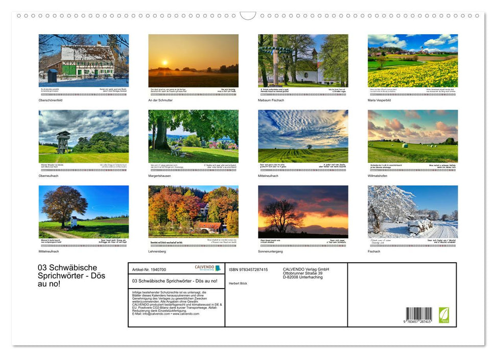 03 Schwäbische Sprichwörter - Dös au no! (CALVENDO Wandkalender 2026)