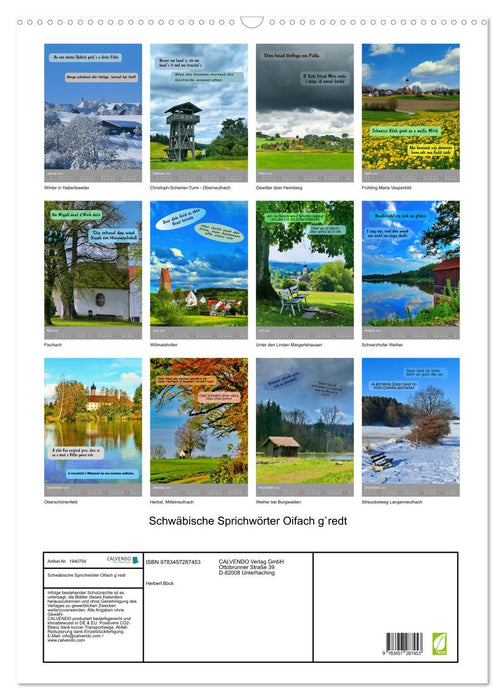 Schwäbische Sprichwörter Oifach g`redt (CALVENDO Wandkalender 2026)