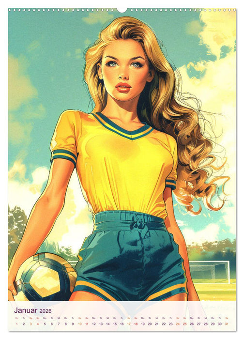 Frauenfußball - Old School Poster Style (CALVENDO Wandkalender 2026)