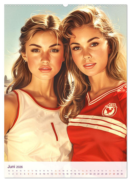 Frauenfußball - Old School Poster Style (CALVENDO Wandkalender 2026)