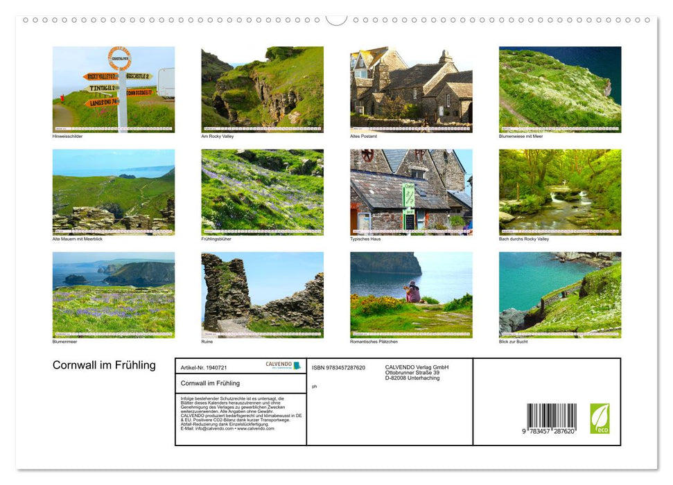 Cornwall im Frühling (CALVENDO Premium Wandkalender 2026)