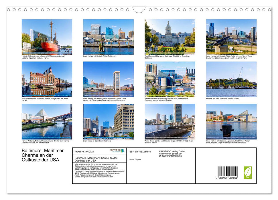 Baltimore. Maritimer Charme an der Ostküste der USA (CALVENDO Wandkalender 2026)
