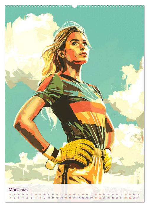 Frauenfußball - Old School Poster Style (CALVENDO Premium Wandkalender 2026)