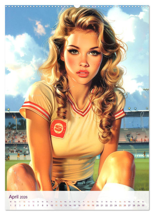 Frauenfußball - Old School Poster Style (CALVENDO Premium Wandkalender 2026)