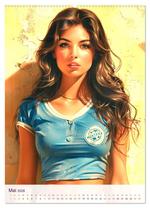 Frauenfußball - Old School Poster Style (CALVENDO Premium Wandkalender 2026)