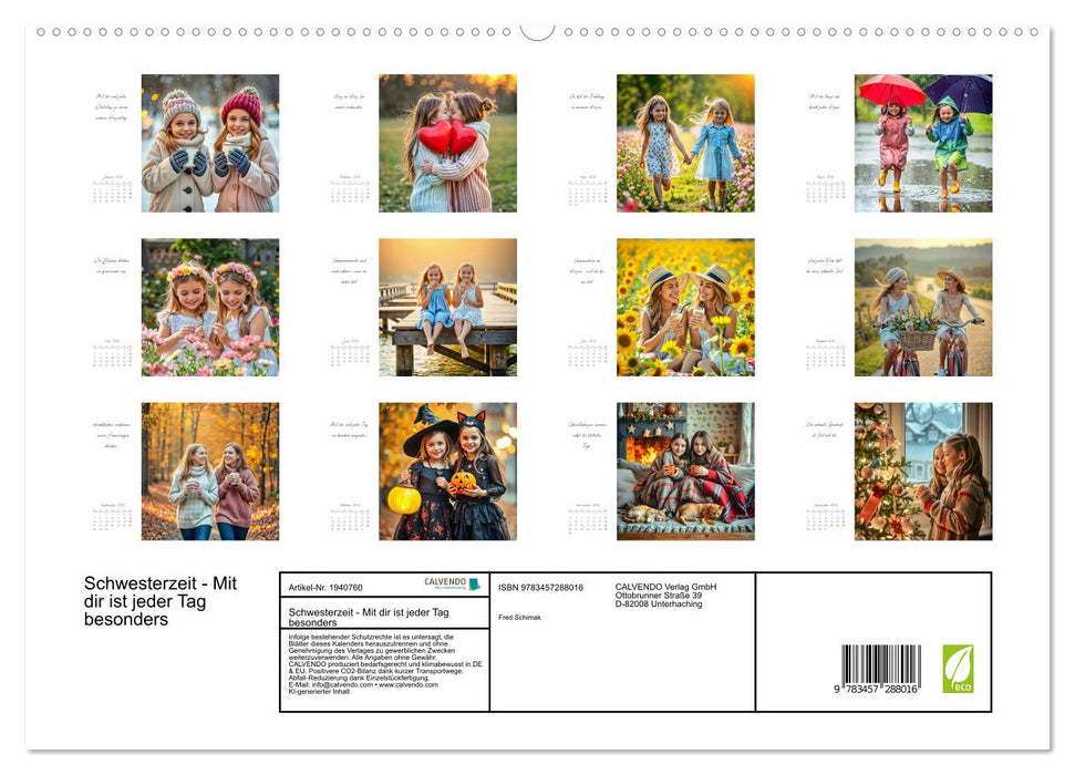 Schwesterzeit - Mit dir ist jeder Tag besonders (CALVENDO Premium Wandkalender 2026)
