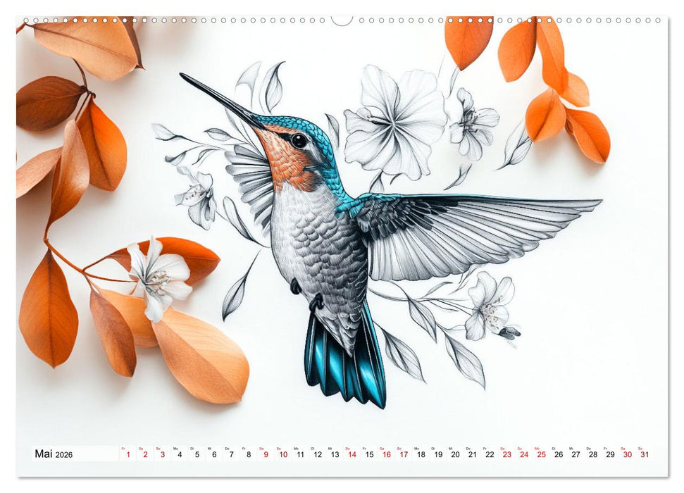 Fliegende Kunstwerke - Kolibris (CALVENDO Wandkalender 2026)