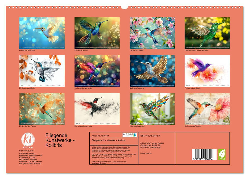 Fliegende Kunstwerke - Kolibris (CALVENDO Premium Wandkalender 2026)