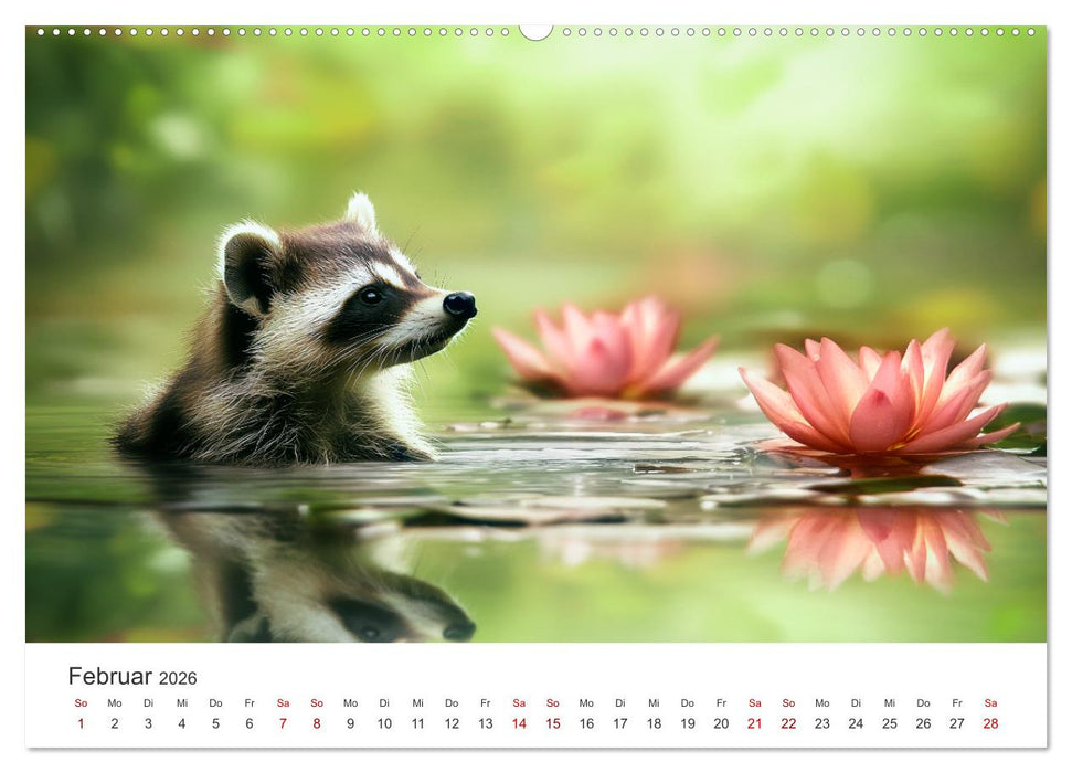Frech, flauschig, fantastisch - Der Waschbären-Kalender (CALVENDO Wandkalender 2026)