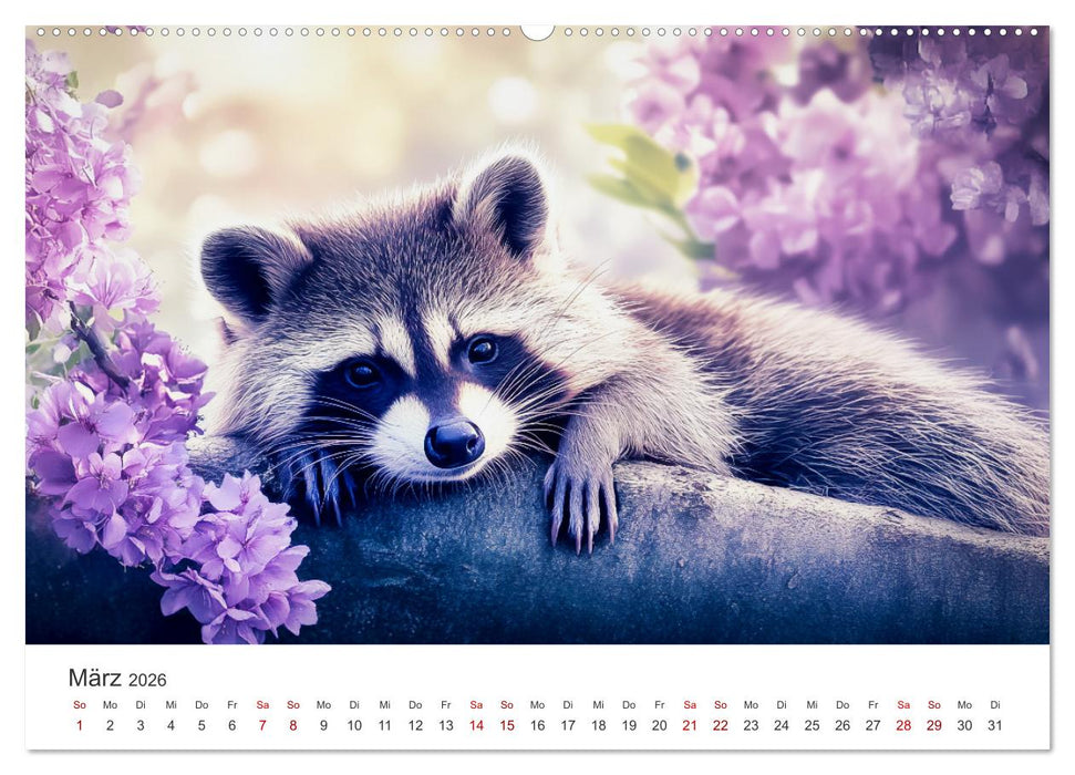 Frech, flauschig, fantastisch - Der Waschbären-Kalender (CALVENDO Wandkalender 2026)