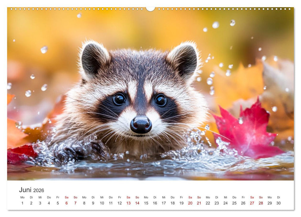 Frech, flauschig, fantastisch - Der Waschbären-Kalender (CALVENDO Wandkalender 2026)