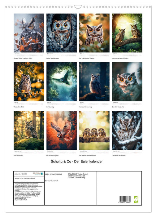 Schuhu & Co - Der Eulenkalender (CALVENDO Wandkalender 2026)