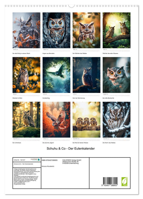 Schuhu & Co - Der Eulenkalender (CALVENDO Premium Wandkalender 2026)