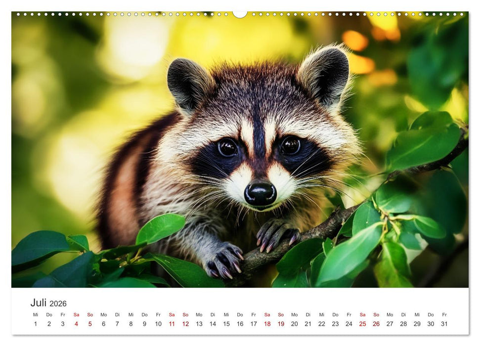 Frech, flauschig, fantastisch - Der Waschbären-Kalender (CALVENDO Premium Wandkalender 2026)