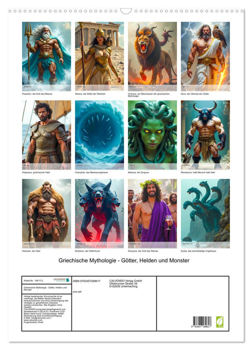 Griechische Mythologie - Götter, Helden und Monster (CALVENDO Wandkalender 2026)