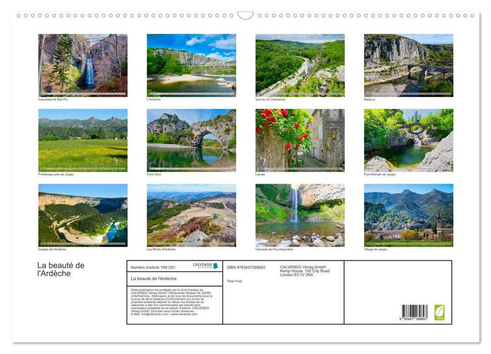 La beauté de l'Ardèche (CALVENDO Calendrier mensuel 2026)