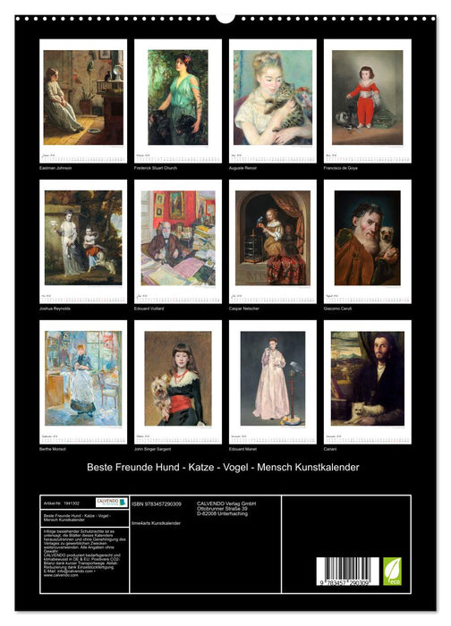 Beste Freunde Hund - Katze - Vogel - Mensch Kunstkalender (CALVENDO Premium Wandkalender 2026)