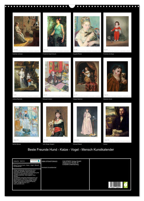 Beste Freunde Hund - Katze - Vogel - Mensch Kunstkalender (CALVENDO Wandkalender 2026)