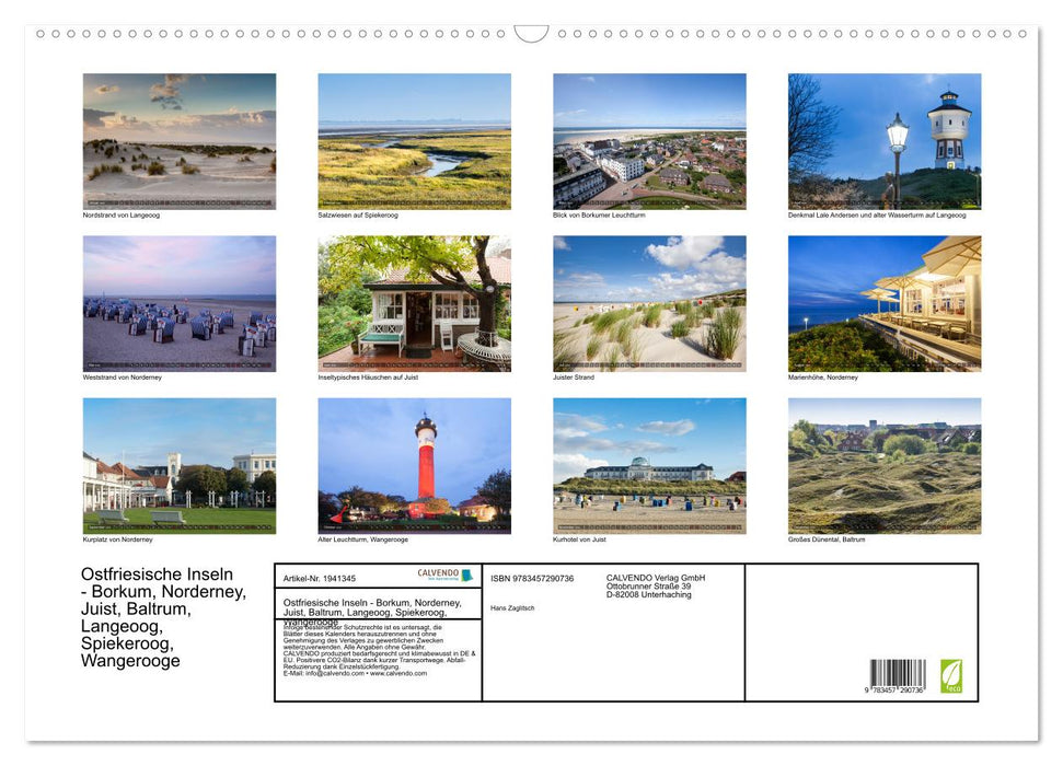 Ostfriesische Inseln - Borkum, Norderney, Juist, Baltrum, Langeoog, Spiekeroog, Wangerooge (CALVENDO Wandkalender 2026)