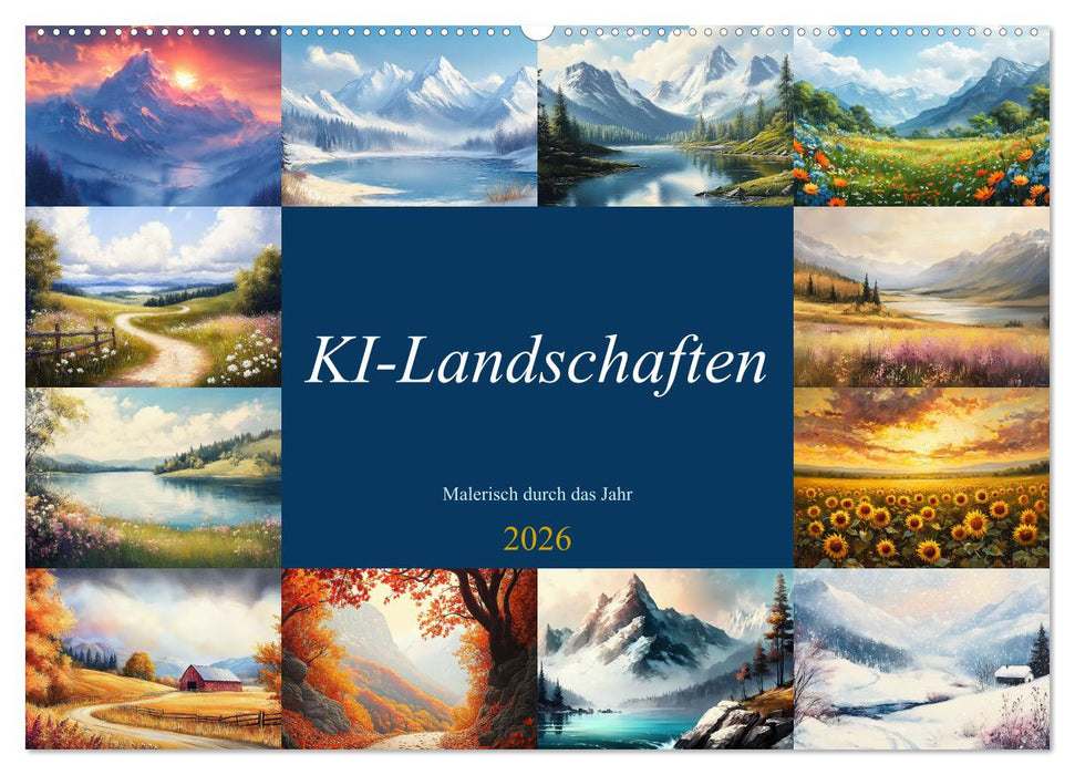 KI-Landschaften - Malerisch durch das Jahr (CALVENDO Wandkalender 2026)
