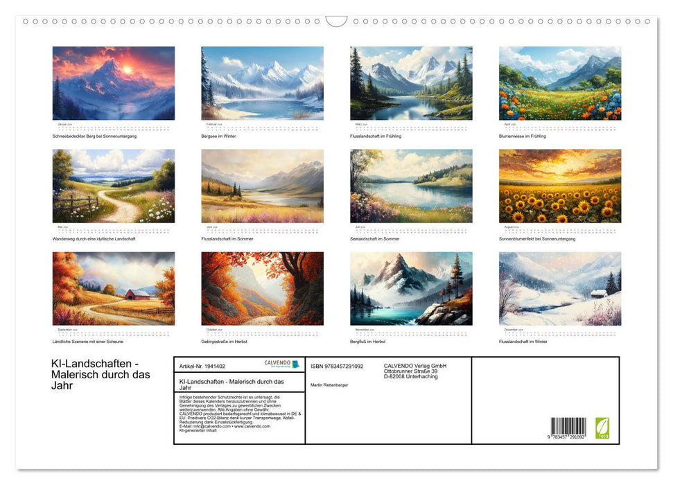 KI-Landschaften - Malerisch durch das Jahr (CALVENDO Wandkalender 2026)