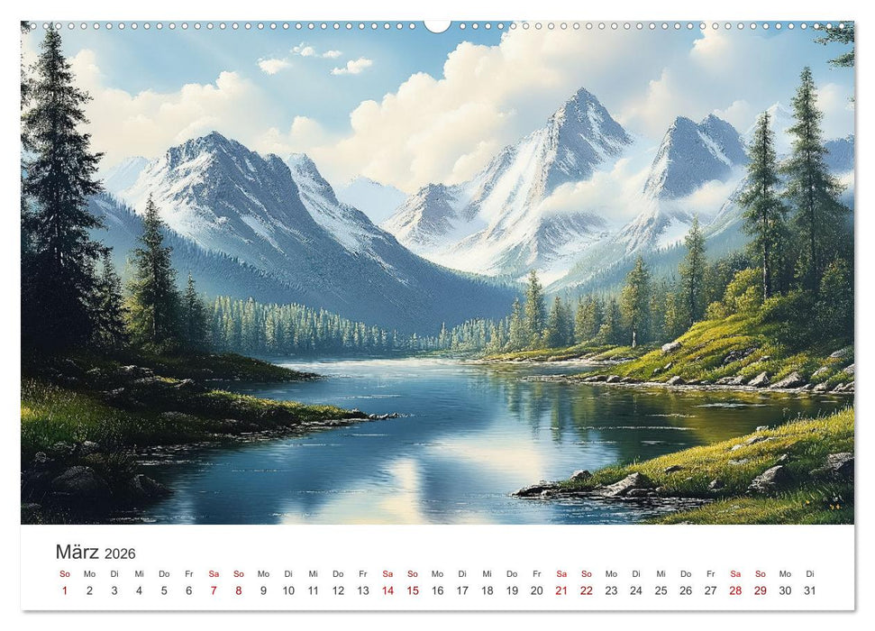 KI-Landschaften - Malerisch durch das Jahr (CALVENDO Wandkalender 2026)