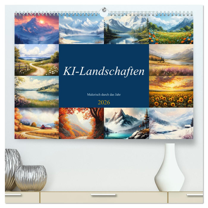 KI-Landschaften - Malerisch durch das Jahr (CALVENDO Premium Wandkalender 2026)