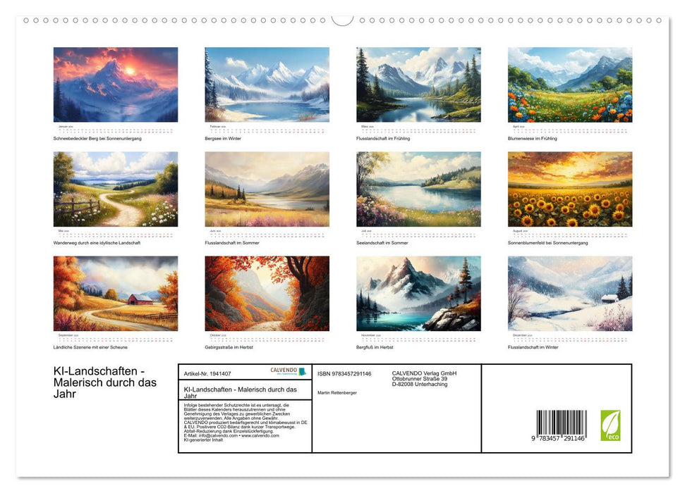 KI-Landschaften - Malerisch durch das Jahr (CALVENDO Premium Wandkalender 2026)