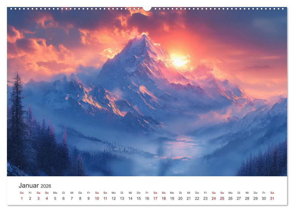 KI-Landschaften - Malerisch durch das Jahr (CALVENDO Premium Wandkalender 2026)